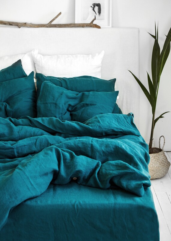 Waffle Blanket in Emerald Blue. Extra Soft Waffle Throw Blanket. Linen cotton Blue Waffle Coverlet. Blue Turquoise Color Waffle Blanket Etsy Ireland