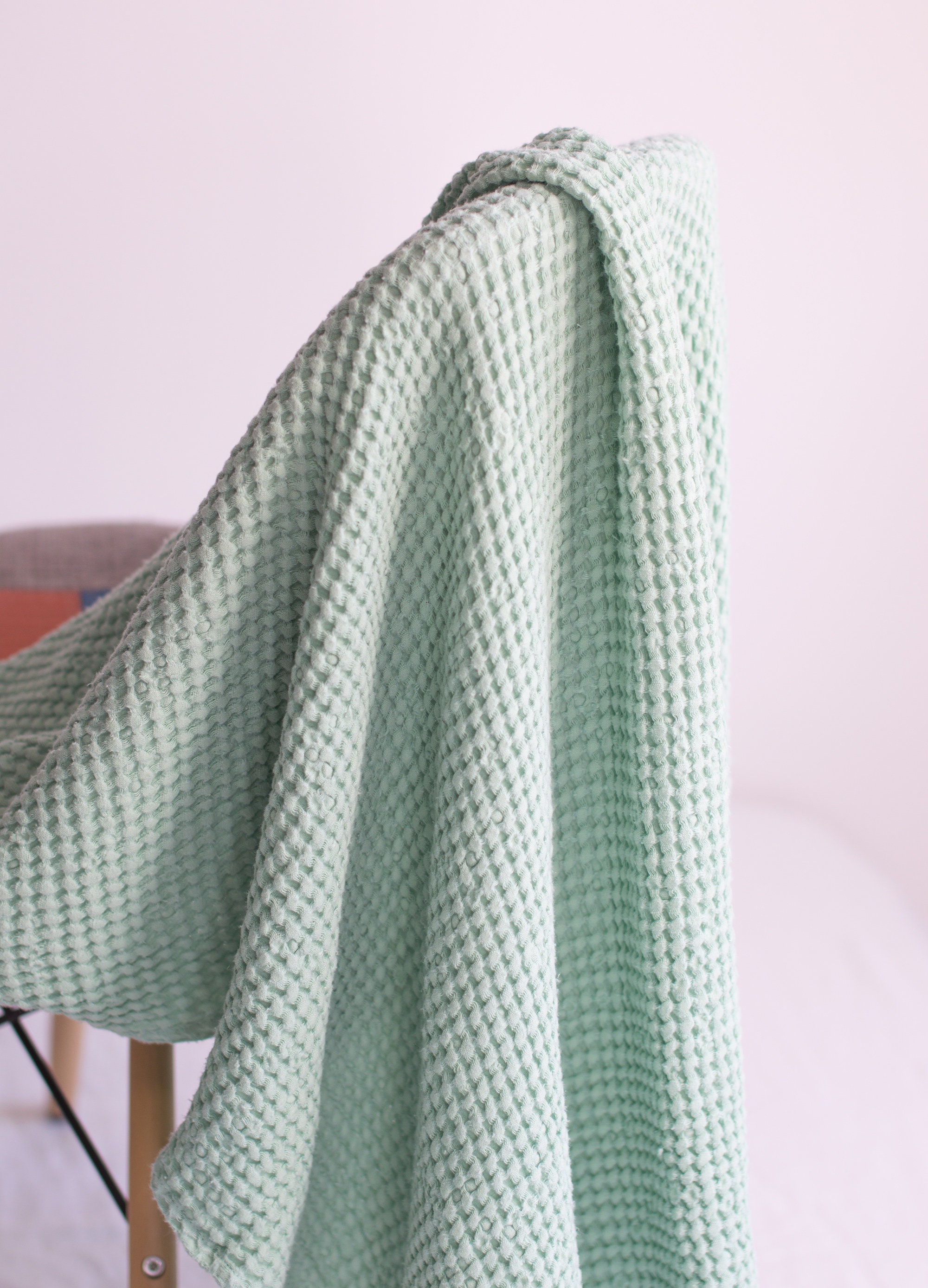 MINT GREEN WAFFLE Blanket. Linen Mint Green Bed Throw in Extra - Etsy ...