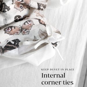 BUTTERFLY LINEN BEDDING. 3 piece set. Unique Vintage Butterfly Print. King, Queen, Twin, Full, Double sizes. Botanical Forest Linen Bedding. image 6