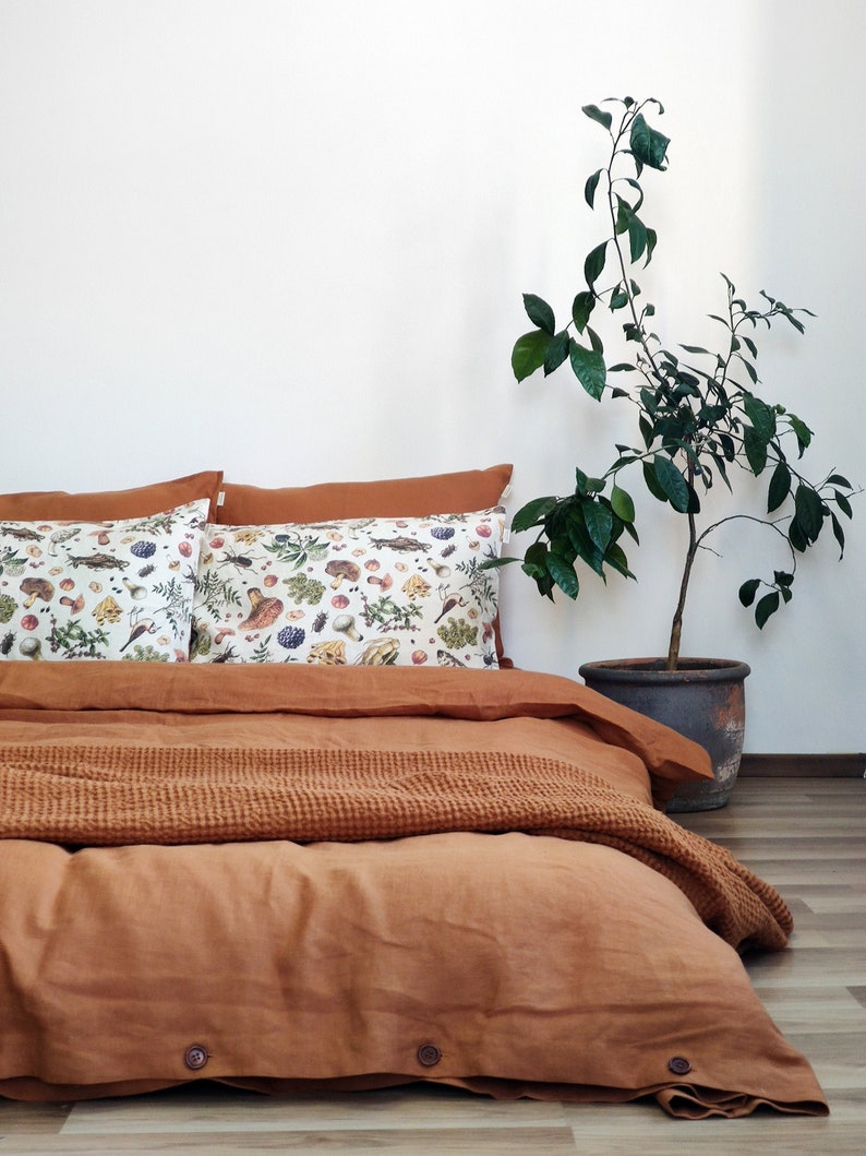 CINNAMON LINEN BEDDING Set. 3 Pieces. Stonewashed Linen Etsy