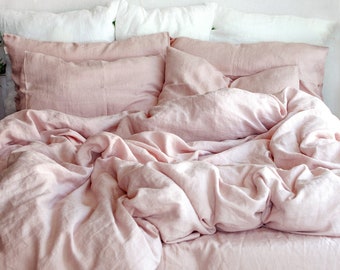 Linen Fitted Sheet in Dusty Rose. King, Queen, Twin, Full, Double Sizes.  Stonewashed Natural & Soft Linen Fitted Sheet in Light Rose Pink - Etsy