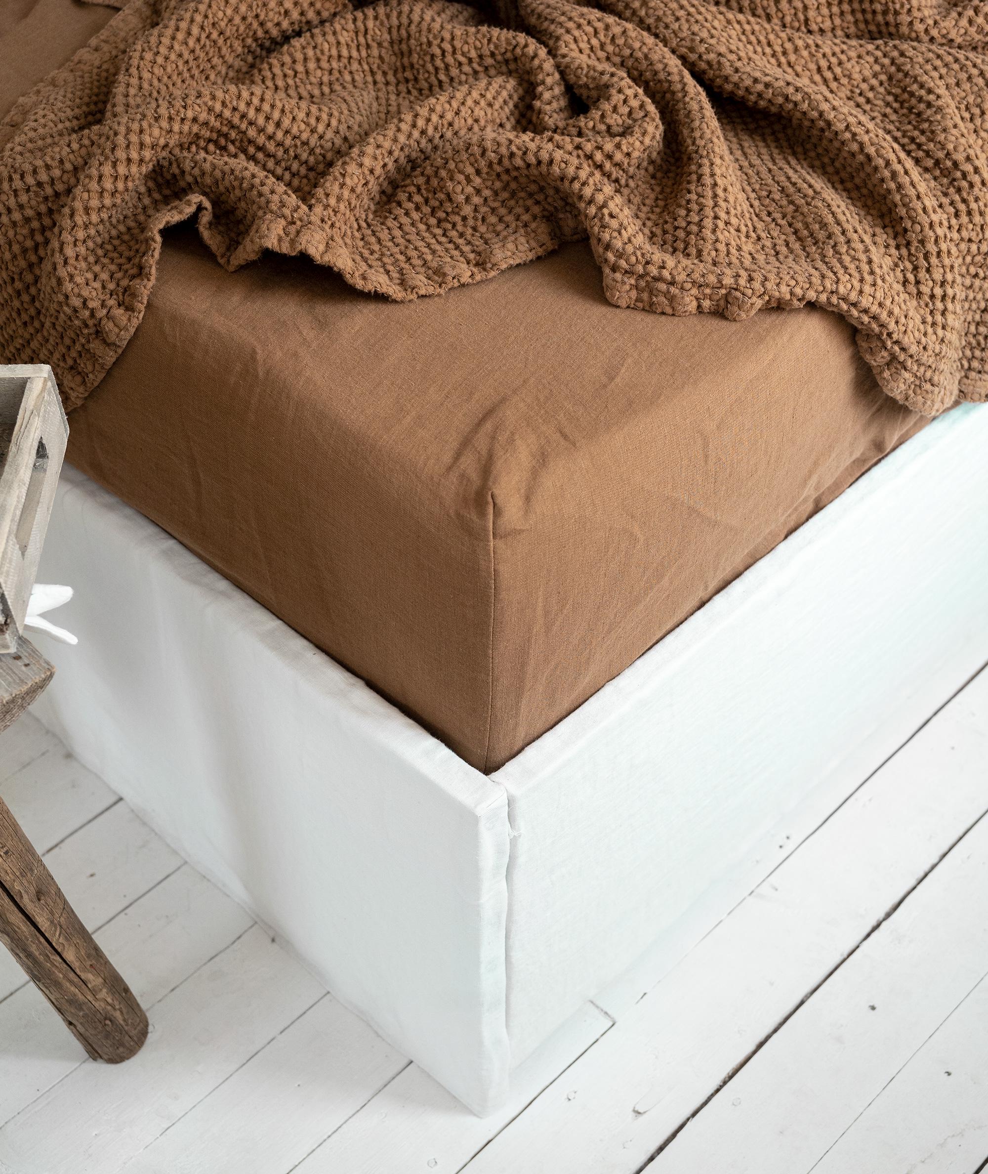 tobacco colored sheets Linen Sheet Set in Tobacco. Fitted Sheet, Flat Sheet & 2 Pillowcases in  King, Queen, Twin, Full, Double Size. Tobacco Brown Linen Bedding