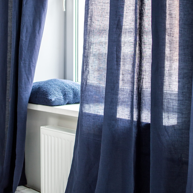 Navy Curtains - Etsy