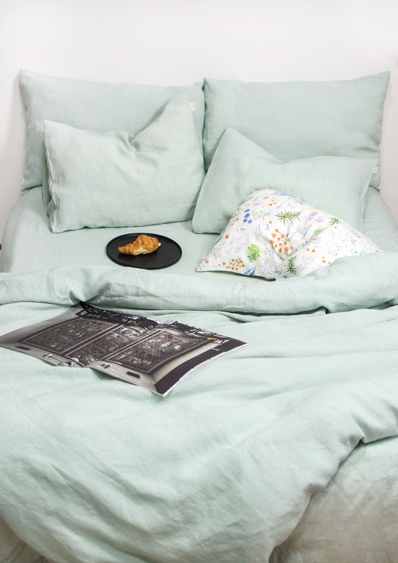 Linen Duvet Cover in Sage Green. King Queen Twin Full Etsy