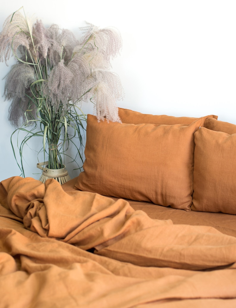 CINNAMON LINEN BEDDING Set. 3 Pieces. Stonewashed Linen Etsy