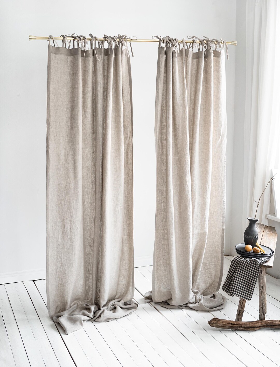 Tie Top Linen Curtainsnull