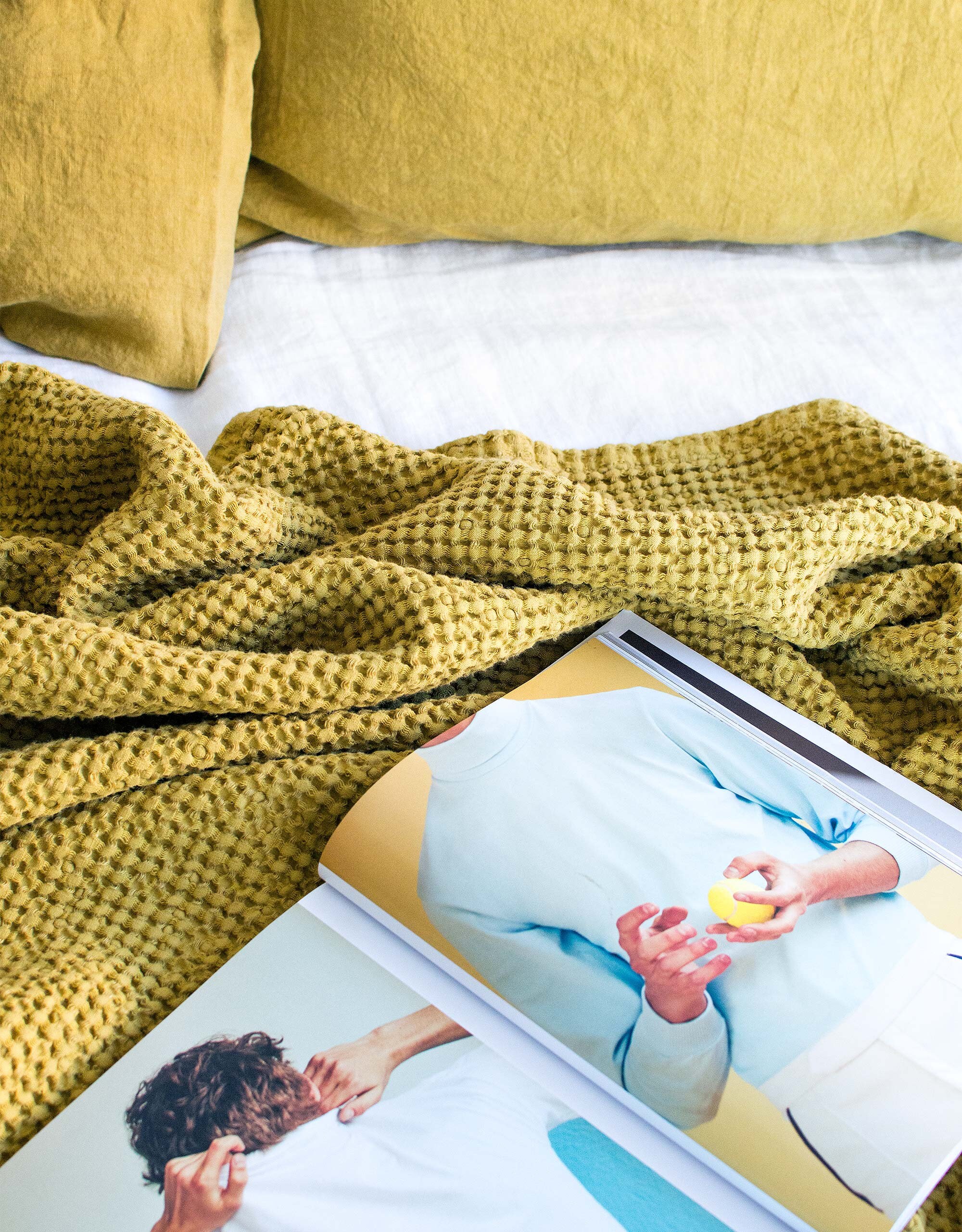 Mustard waffle blanket new arrivals
