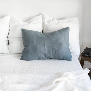 Linen Pillowcase in Dusty Blue. Standard, Queen, King, Body, Lumbar, Euro sham, Deco, Throw, Custom size. Light Blue Linen Pillow Cover.