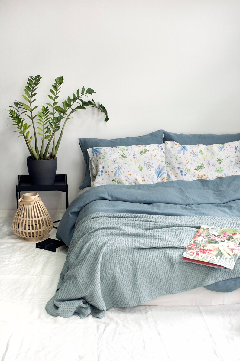 DUSTY BLUE LINEN Duvet Cover. Natural Stonewashed Linen Duvet Etsy