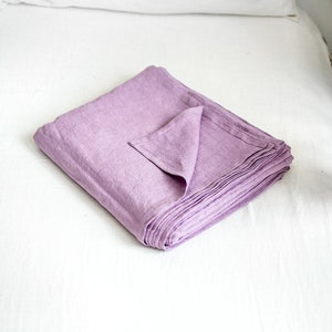 Linen Flat Sheet in Lavender. King, Queen, Twin, Full, Double, Standard sizes. Premium stonewashed linen. Lavender linen top sheet.