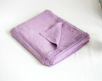 Linen Flat Sheet in Lavender. King, Queen, Twin, Full, Double, Standard sizes. Premium stonewashed linen. Lavender linen top sheet.