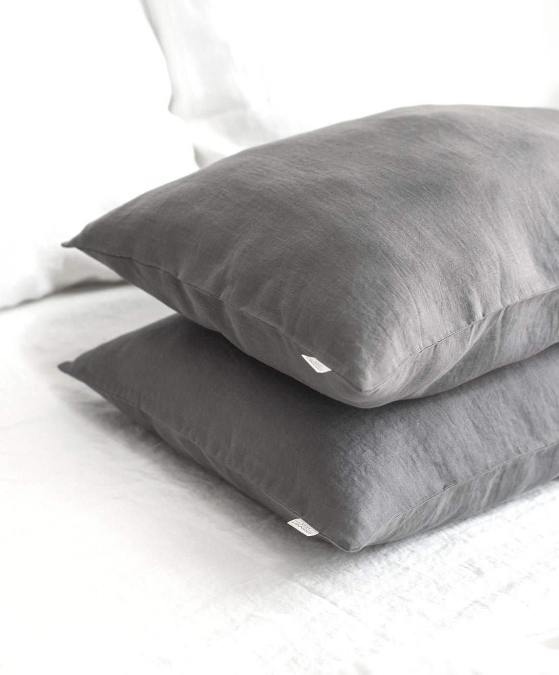 Linen Pillow Case in Charcoal Grey. Standard Queen King Etsy