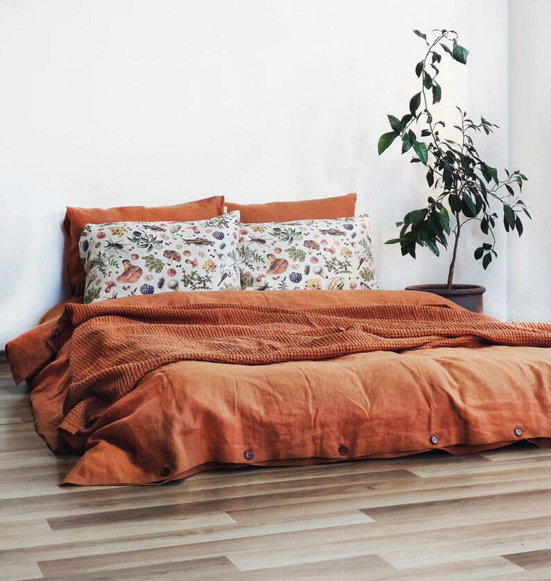 CINNAMON LINEN BEDDING Set. 3 pieces. Stonewashed Linen Etsy