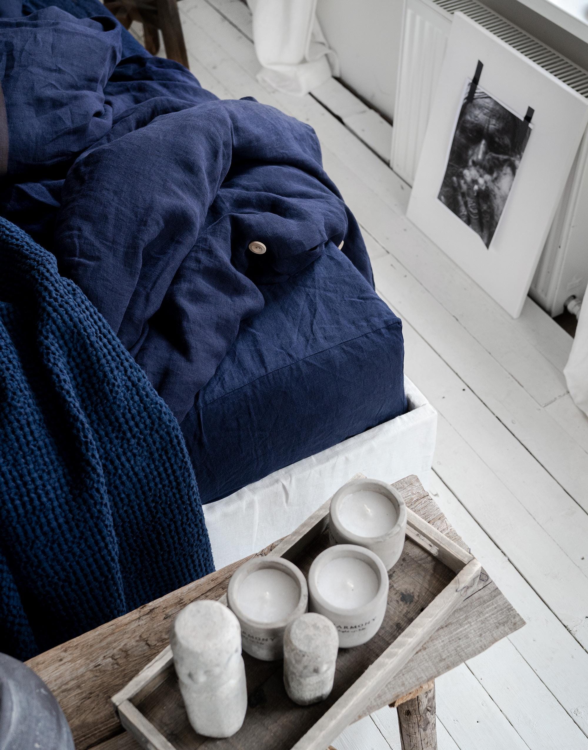 Loussiesd Set di biancheria da letto con 2 federe per letto king size, con cerniera marina