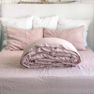 Linen Duvet Cover in Dusty Rose. King, Queen, Twin, Full, Double, Single sizes. Pink Linen Duvet Cover. Dusty Rose Linen Bedding.
