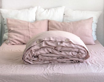 Linen Duvet Cover in Dusty Rose. King, Queen, Twin, Full, Double, Single sizes. Pink Linen Duvet Cover. Dusty Rose Linen Bedding.