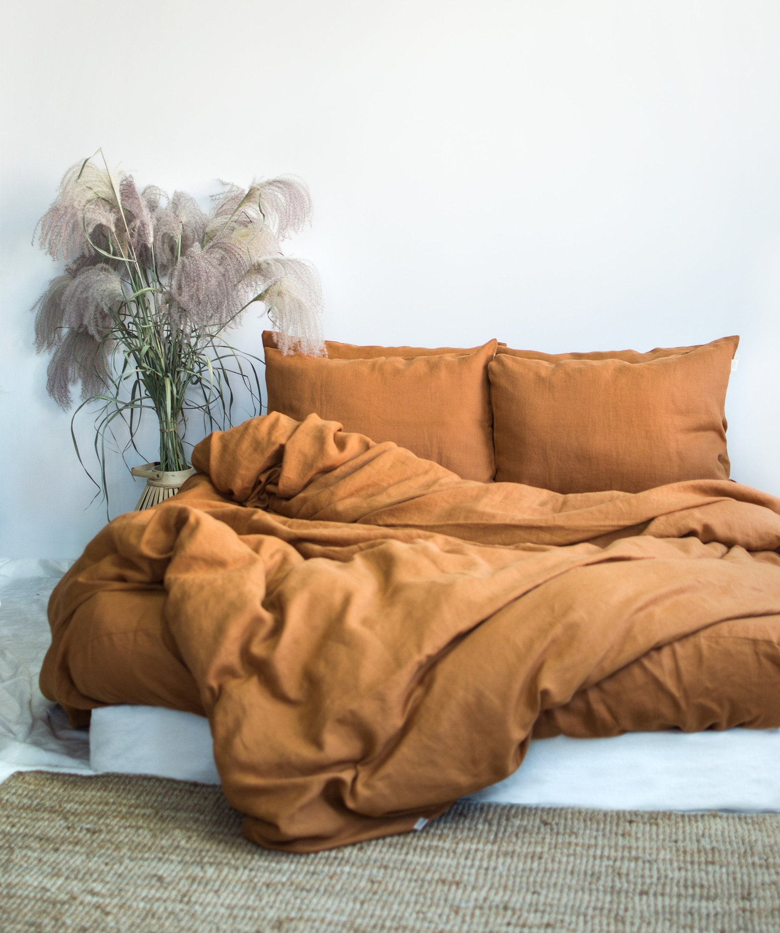 CINNAMON LINEN BEDDING Set. 3 Pieces. Stonewashed Linen Etsy