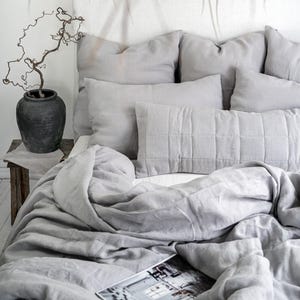 Copripiumino in lino grigio nuvola - Copripiumino europeo king size queen full double twin - Copripiumino in lino grigio freddo - Copripiumino grigio cemento Elephant
