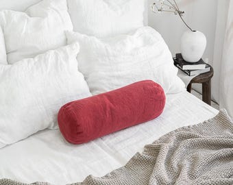 Housse Traversin Cylindrique En Lin - Format 20x80cm - Fermeture éclair Invisible - Pour Traversin Et Oreiller Corps Housse De Coussin Cylindrique