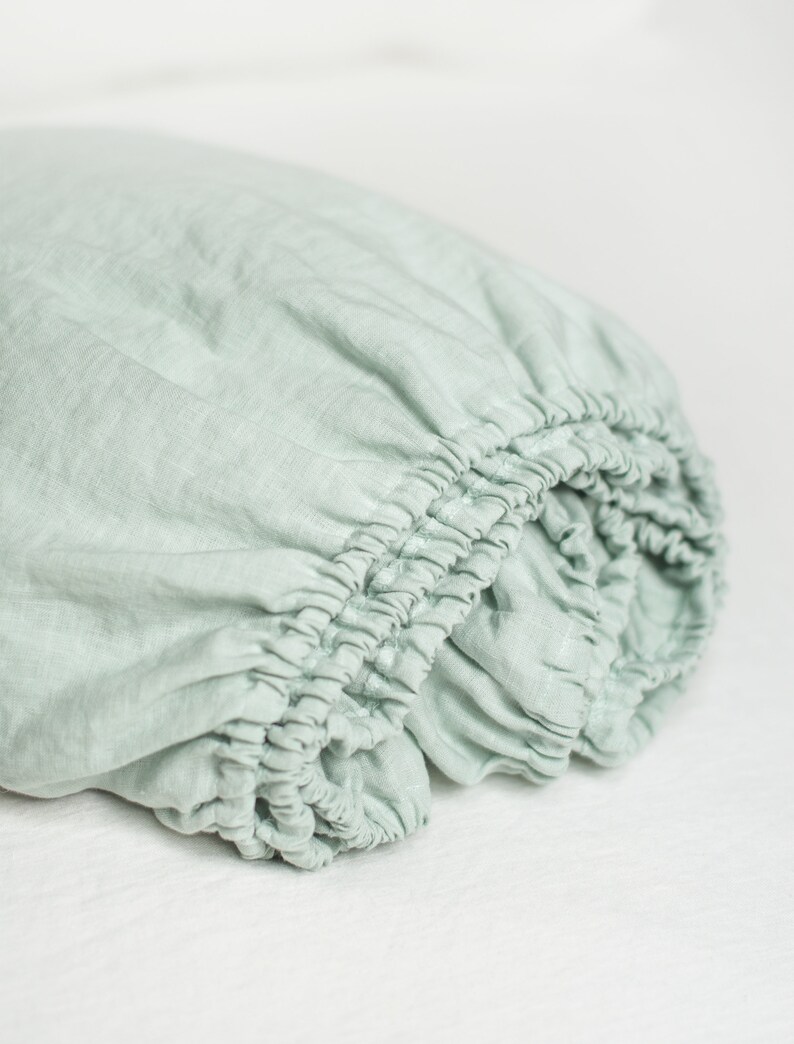 SAGE GREEN LINEN Fitted Sheet. King Queen Twin Full Double Etsy UK