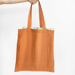 Sac fourre-tout en lin. Sac à provisions en lin naturel. Sac de plage en lin. Couleur vert, bleu, bordeaux, cannelle, tabac, argile, cacahuète. Sac zéro déchet.