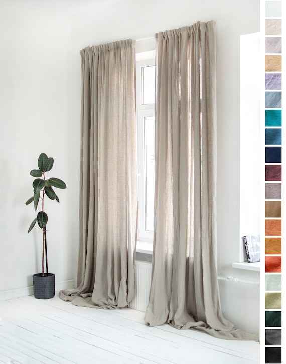 Linen Curtain Panel, Sheer Linen Curtains, Sheer Linen Drapes, Rod pocket linen curtain panel, Living room curtains, Farmhouse curtains