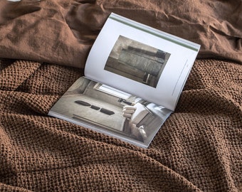Waffle Blanket in Walnut. Extra Soft Waffle Throw Blanket. Linen-Cotton Waffle Bed Cover. Dark Brown Rustic Waffle Coverlet