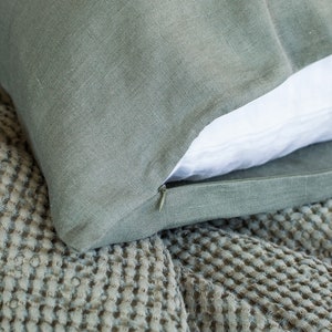 Linen Pillowcase with Zipper. Standard, Queen, King, Body, Lumbar, Euro sham, Deco. Cushion Cover Zipper Closure, Pillow Cover with Zipper