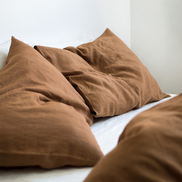 Brown Linen Pillow Etsy