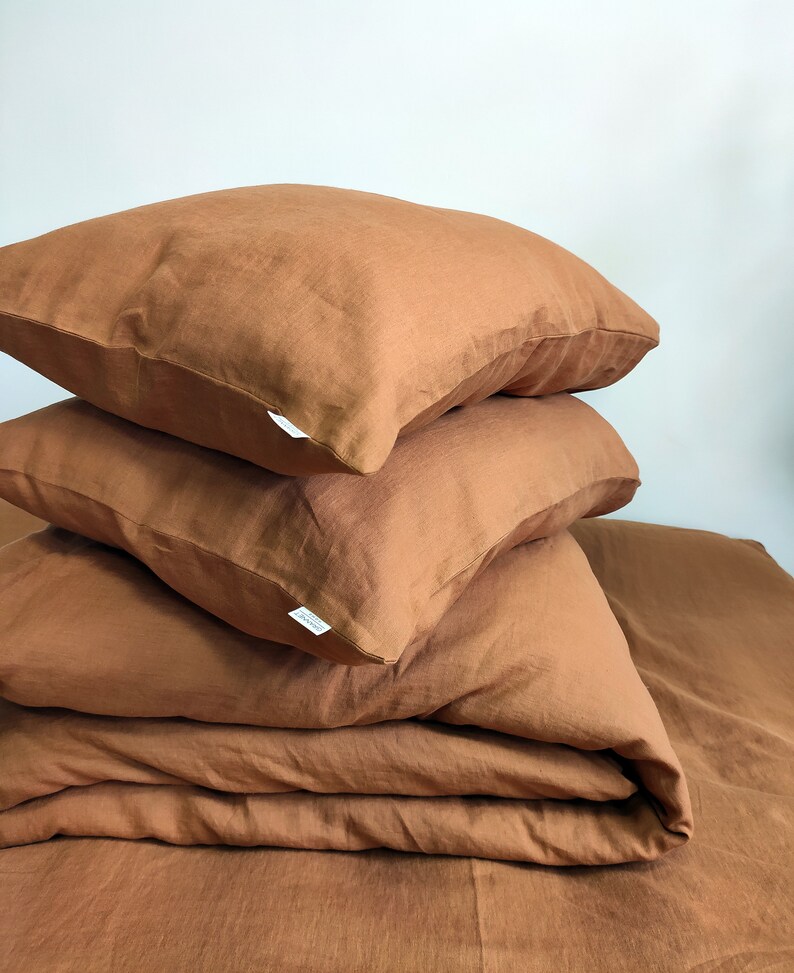 CINNAMON LINEN BEDDING. 4 Piece Linen Bedding Set in Cinnamon. Etsy