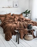 Linen Bedding Set in Tobacco. Duvet Cover and 2 pillowcases set. King, Queen, Twin, Full, Double, Single size. Tobacco Brown Linen bedding