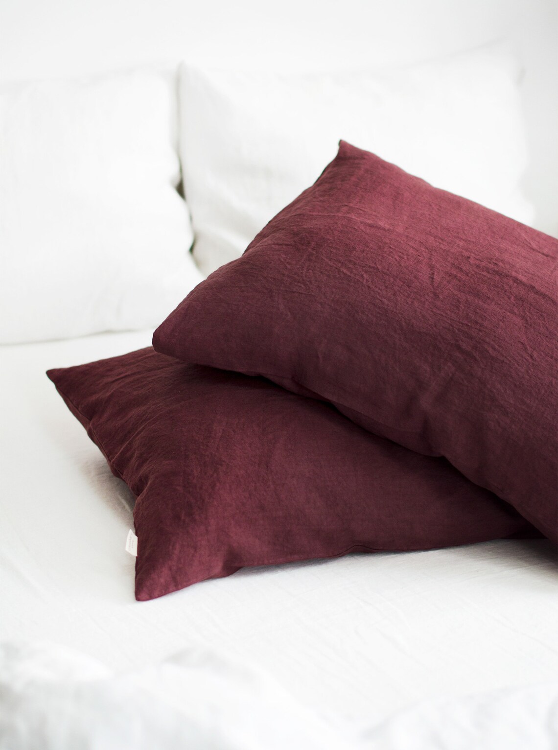 Linen Pillow Case in Burgundy. Standard Queen King Body Etsy