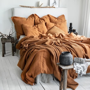 Coperta a nido d'ape color cannella - Coperta a nido d'ape color ruggine - Copriletto matrimoniale arancione - Copriletto king size in terracotta - Copriletto a nido d'ape grande immagine 6