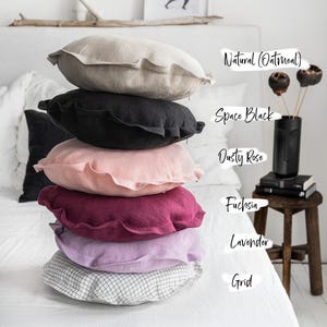 Round Linen Pillowcase with Zipper - Decorative Circular Cushion Cover - Washed Seating Throw Pillow - Handmade Yoga Meditation Pillow Slip