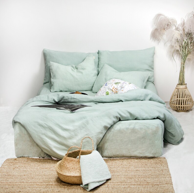 SAGE GREEN LINEN Fitted Sheet. King Queen Twin Full Double Etsy UK