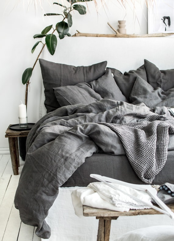Dark grey comforter queen discount