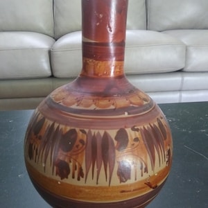 vintage handmade pottery clay vase from Mexico 10&quot; height
