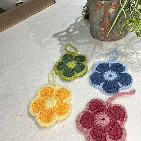 Handmade crochet flower AirPod ear bud case cover bag charm