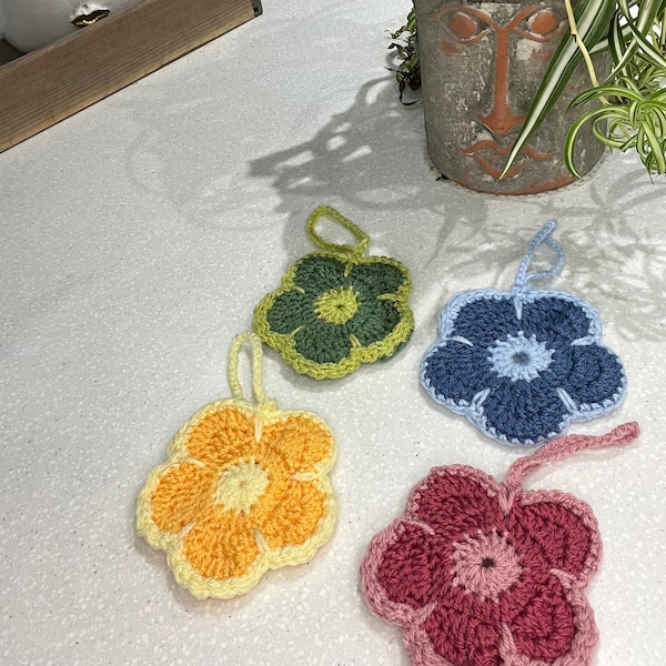 Crochet Flower Ear Bud AirPod Pouch Bag Charm Digitial Pattern US and UK Terms with Photo Guide