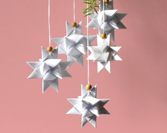 Set: Medium size – Handmade paper stars according to Fröbel, Mobile, Decoration