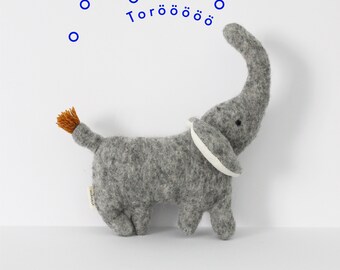 blue elephant happy / size M / unique designer, cuddly toy, handmade