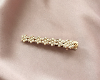 Pearl Hair Clip Barrette Gold Vintage Metal Snap Hair Clip On Bridal Hair pin Barrette golden Fashion Retro accessories