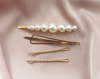 Pearl Hair Clip Barrette Gold Vintage Metal Snap Hair Clip On Bridal Hair pin Barrette golden Fashion Retro accessories