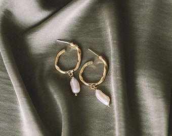 Natural pearl earrings, silver earrings, baroque pearls, real pearls earrings, unique earrings, freshwater pearl earring, gold earrings