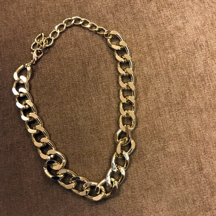 Gold Cuban Link Choker Mens Choker 