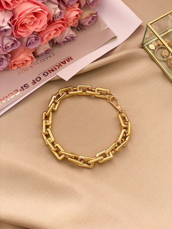 Gold Cuban Choker Necklace Collar Statement Hip Hop Big Chunky Etsy