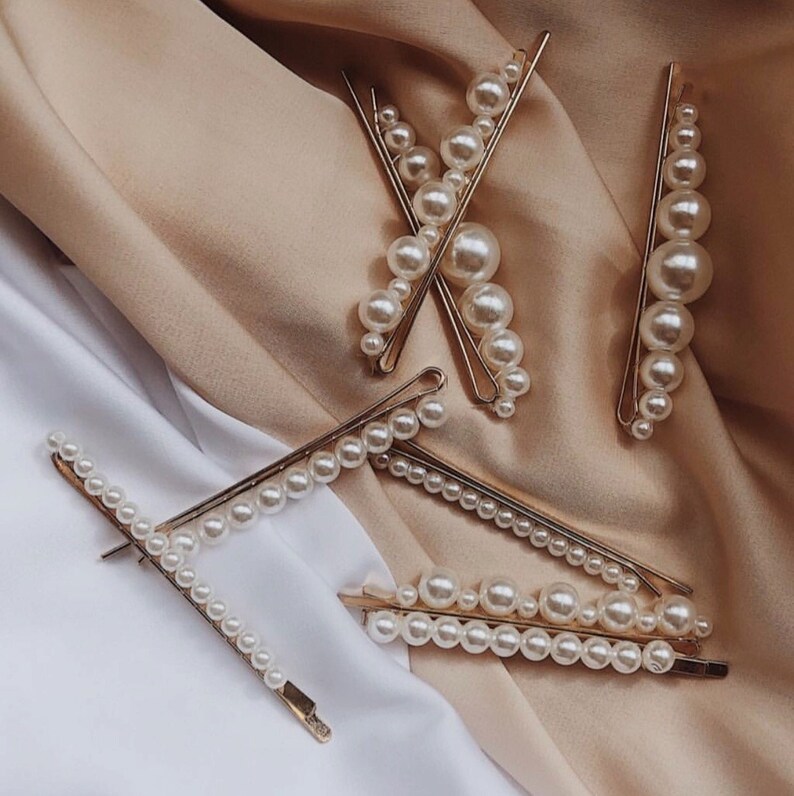 Pearl Hair Clip Barrette Gold Vintage Metal Snap Hair Clip on Etsy