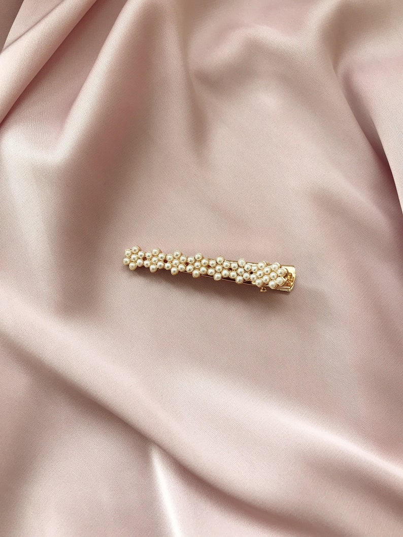 Pearl Hair Clip Barrette Gold Vintage Metal Snap Hair Clip On Bridal Hair pin Barrette golden Fashion Retro accessories