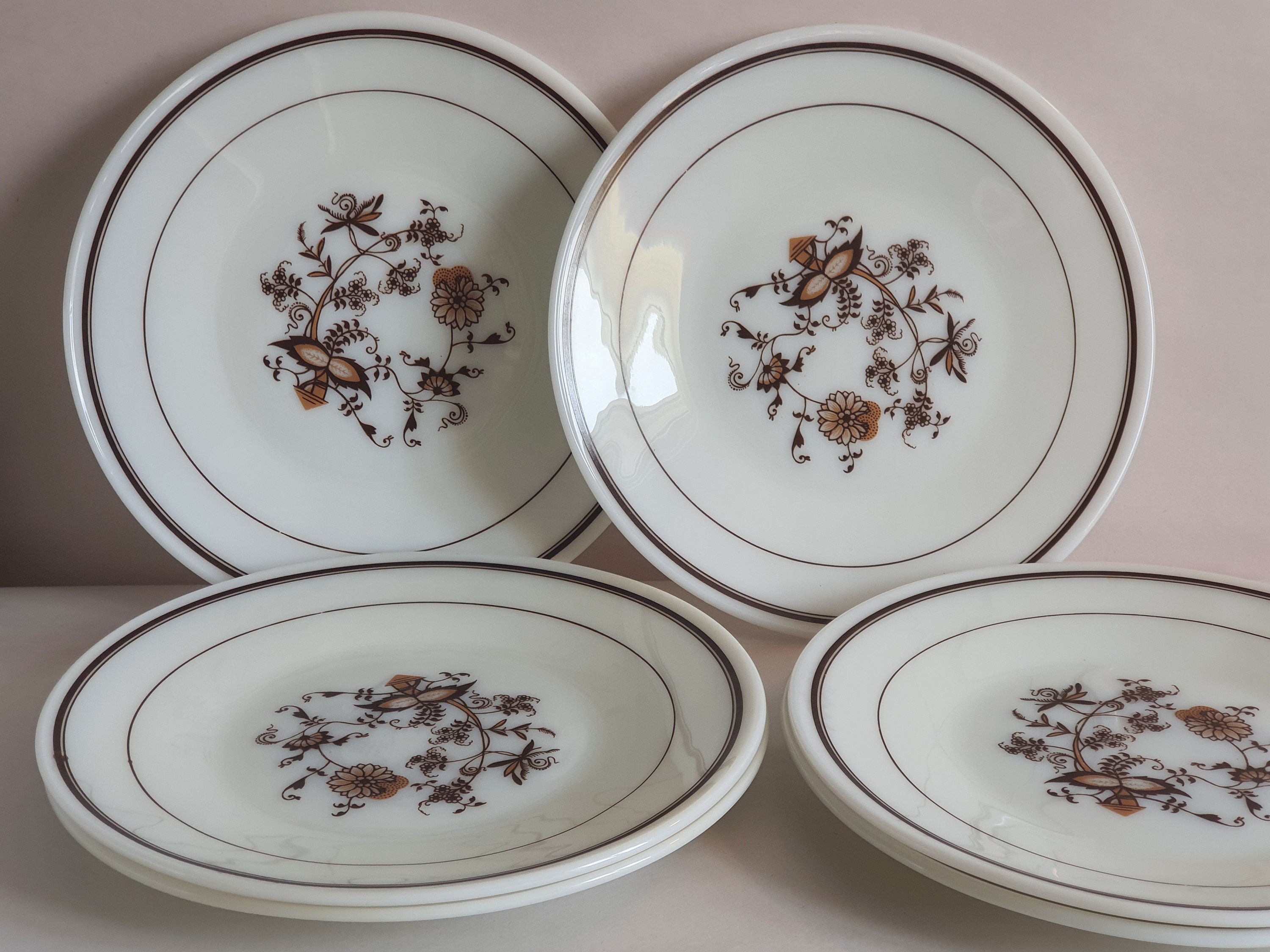 Vintage 1970s JAJ Pyrex Brown Vine Plates x6 Mid Century | Etsy