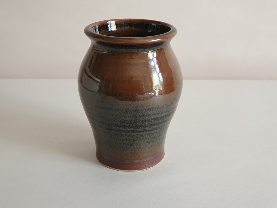 Vintage Scottish Studio Glenshee Pottery Brown Vase Tenmoku Etsy